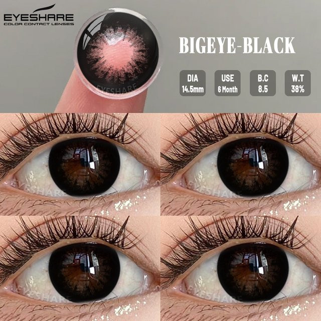 EYESHARE farbige Kontaktlinsen schwarz, 2 Stück - Bild 1