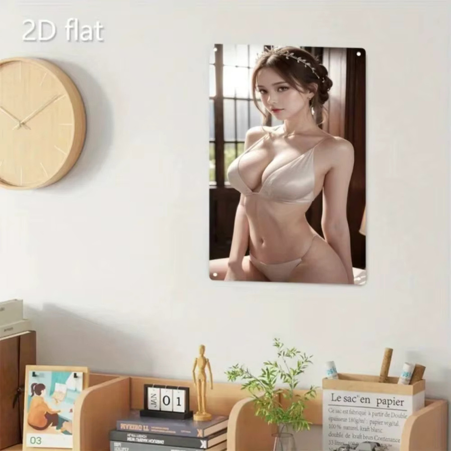 CIFBUY Vintage Metall Wandkunst Portrait Dessous-Schild aus Eisen in Rechteckform - Bild 3