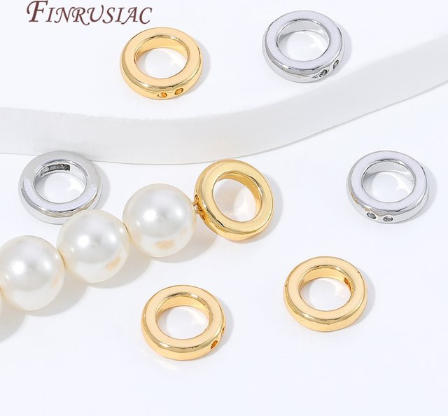 FINRUSIAC Ringkordel-Endverbinder, 18K vergoldet, Messing, Kreis-Endperlen - Bild 1