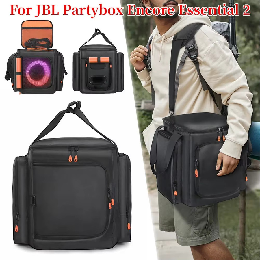 Stoßfeste Lautsprecher-Schutzhülle für JBL Partybox Encore Essential in Schwarz und Silber - Bild 2