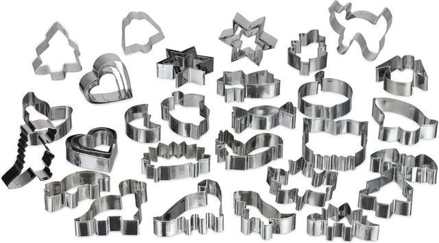 Relaxdays Ausstechformen 36er Set aus Edelstahl in Silber, spülmaschinengeeignet, Durchmesser: 4 cm bis 8 cm - Bild 1