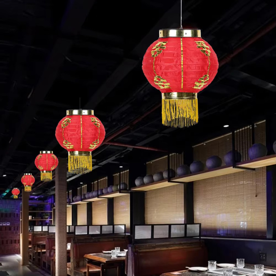 Japanische Stofflaternen im orientalischen Stil für Restaurant und Hausdekoration, wasserdicht, Farben: Weiß und Rot, Durchmesser: 20,32 cm - Bild 1