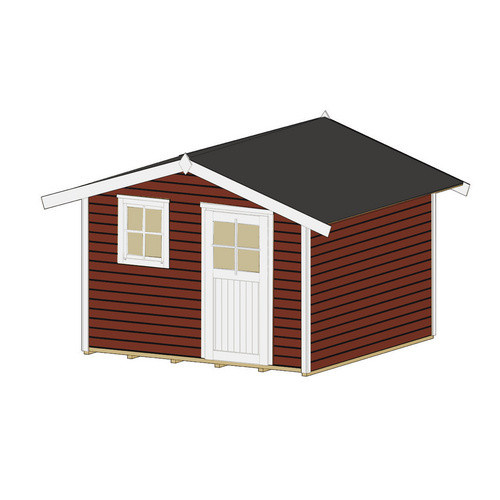 WEKA Gartenhaus 123 Gr.3 mit Satteldach aus Massivholz in Rot, B/H/T: 390 x 247 x 205 cm - Bild 4