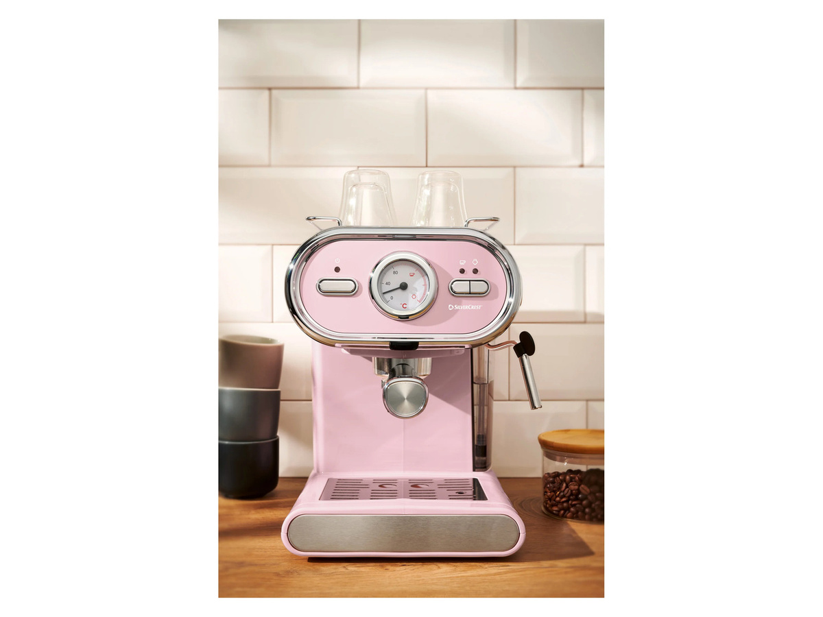 SILVERCREST Espressomaschine SEM 1100 E1 in Pink mit Dampflanze und Heißwasserfunktion - Bild 2