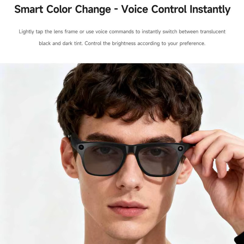 Xiaomi AI Smart Kamerabrille mit 4K-Auflösung, photochromatischer Elektrochrom-Linse und Bluetooth für Anrufe und Übersetzung in Schwarz - Bild 4
