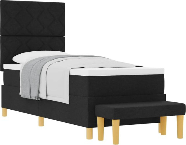 vidaXL Boxspringbett mit Matratze Schwarz Stoff B/T/H: 80 x 200 x 128 cm - Bild 1