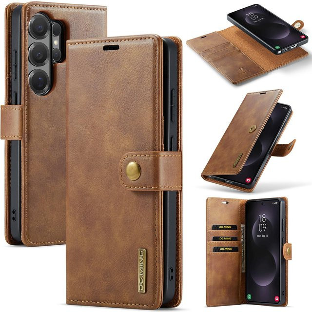 HQBBRO 2-in-1 Leder-Handyhülle mit abnehmbarem Visitenkartenfach und Geldbörse für Samsung Galaxy S26 Ultra S25 Plus S24 FE A35 A17 A16 in Hellbraun - Bild 1