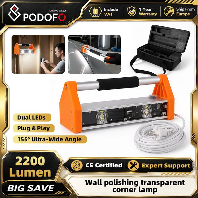 Podofo Arbeitsleuchte Orange 2200 Lumen mit 155 Grad Ultraweitwinkel Doppelwandige LED-Inspektionslampe für Lacke und Trockenbau - Bild 1