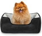 Lionto 2-in-1 Hundebett und Hundekissen S aus Mikrofasergewebe in Schwarz, Grau, Braun oder Beige - Bild 1