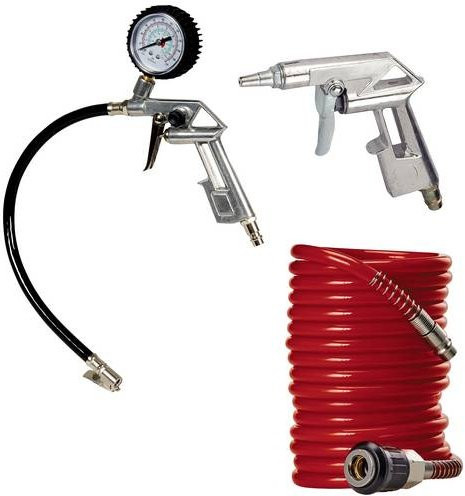 Einhell Druckluft-Profi-Set 3-tlg in Rot-Silber-Schwarz mit Reifenfüllmesser bis 8 bar - Bild 1