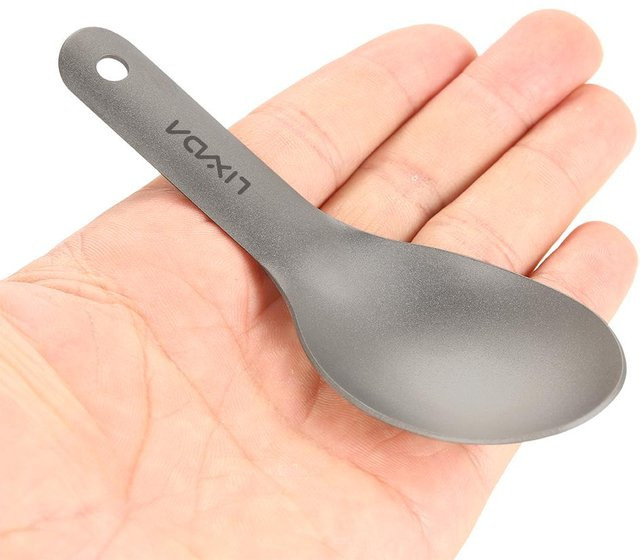 Lixada Titanlöffel mit kurzem Griff in Silber matt für Kinder und Outdoor-Einsätze - Bild 1