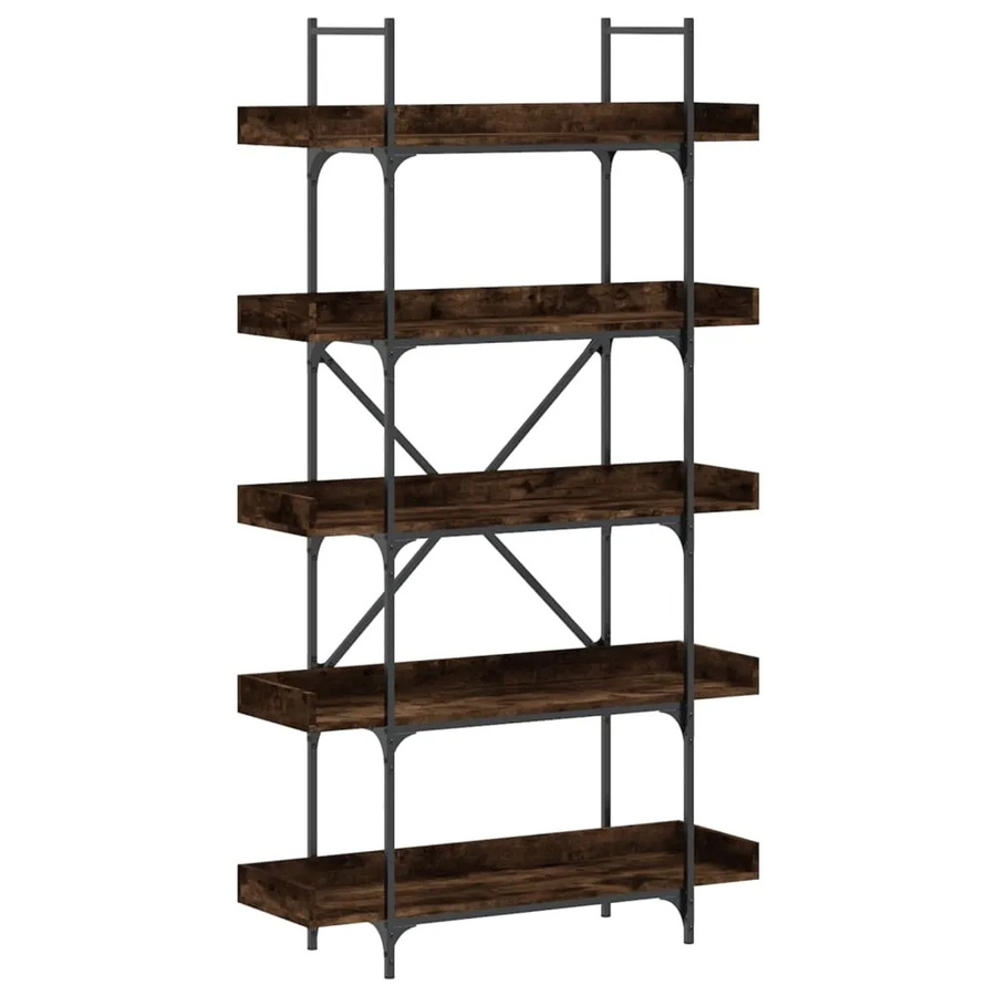 vidaXL Bücherregal mit 5 Böden in Räuchereiche im industriellen Stil, B/T/H: 100 x 33 x 180,5 cm - Bild 2