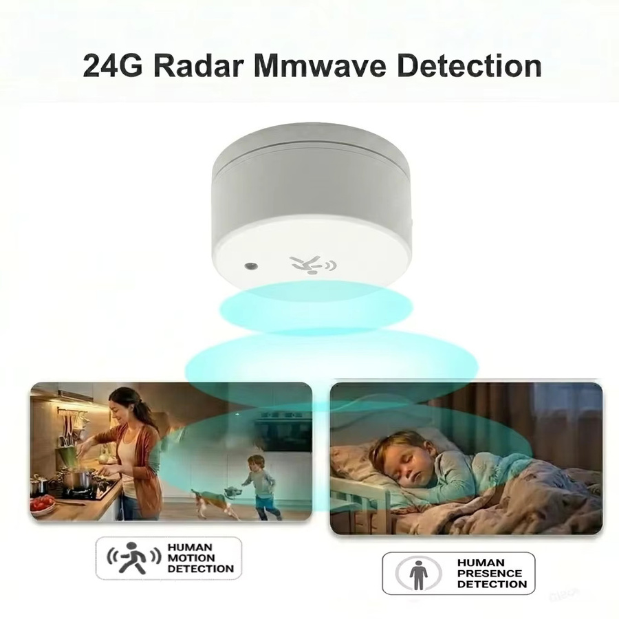 Tuya Zigbee Anwesenheitssensor mit 24G mmWave Radar, Temperatur-, Feuchtigkeits- und Helligkeitserkennung in Weiß, kompatibel mit Zigbee2mqtt und Home Assistant - Bild 2