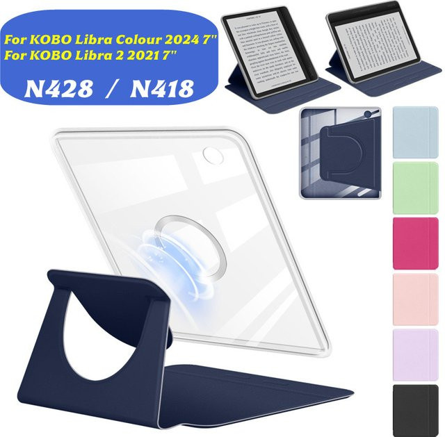 Magnetische Smart Case Schutzhülle aus Acryl für Kobo Libra Color 2024 und Kobo Libra 2 2021, transparent oder pink - Bild 1
