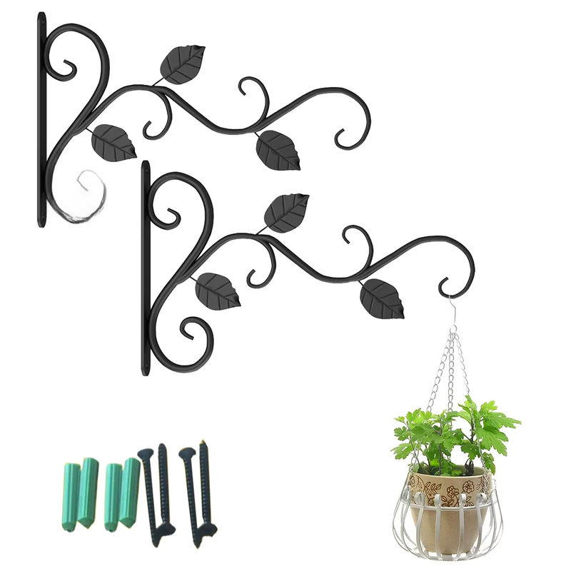 2er oder 4er Set Eisen Haken Halterung aus Metall in Schwarz für Blumentöpfe und Körbe für Garten, Outdoor und Indoor - Bild 6