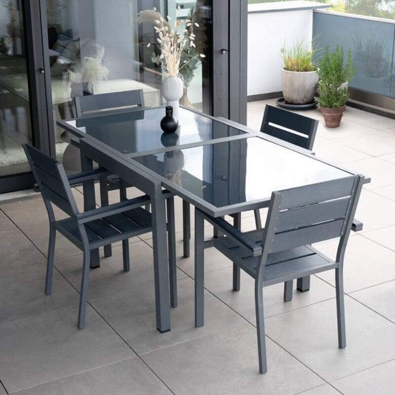 HOME DELUXE Garten-Sitzgruppe VERANO MADERA aus Holz mit 4 Stühlen, ausziehbar, B/T/H: 180 x 90 x 90 cm - Bild 2