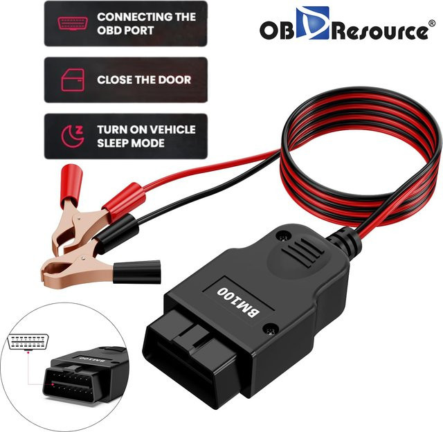OBDResource OBD II Auto-Speichersparkabel mit 2 Krokodilklemmen für 12 V Fahrzeug-ECU-Notstromversorgung und Batterieanschluss-Diagnose - Bild 1