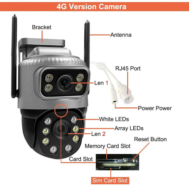 Vstarcam Dual Lens 4G IP-Kamera mit 8MP 4K Auflösung, wetterfeste Außenüberwachungskamera für Smart Home mit Nachtsicht in Grau - Bild 6