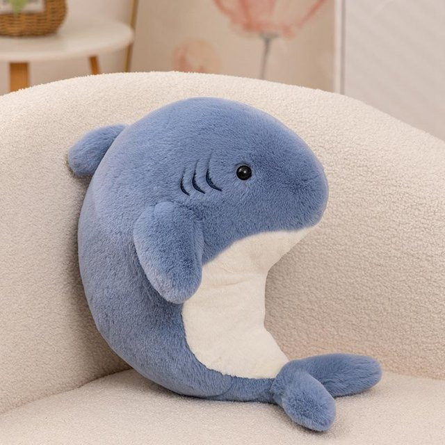 Weiche Hai-Puppe Plüschtier Einhornwal Robbe, 35cm, Blau - Bild 1