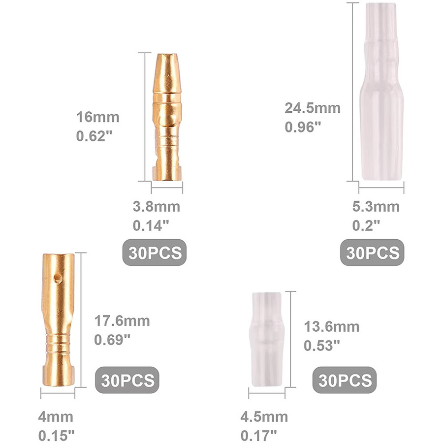 120-teiliges Messing-Kabelverbinder-Set mit 3,5-mm-Klinkensteckern und Isolierhülle in Gold für Auto und Motorrad - Bild 2