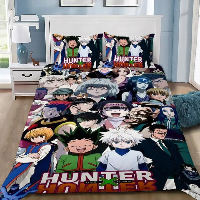 Binchi Fitness Hunter x Hunter Bettwäscheset mit Anime-Motiv, bestehend aus Bettbezug und Kissenbezug, Mehrfarbig, B/H: 135 x 200 cm - Bild 1