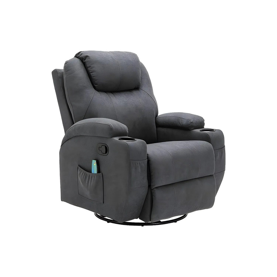 Massagesessel Silvano von Vente-unique in Grau mit Armlehnen und Stoffbezug, Breite: 82 cm - Bild 2