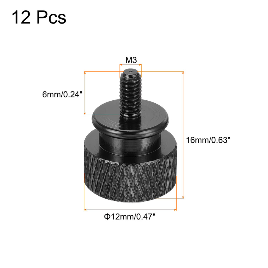 Uxcell Rändelschrauben Set aus Aluminiumlegierung für Computergehäuse in Blau und Schwarz, 12 Stück - Bild 2