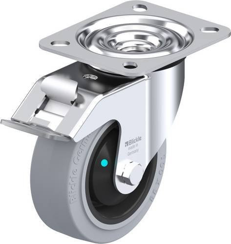 Blickle Lenkrolle LE-POEV 100KAD-FI-SG mit Feststeller in Schwarz-Grau-Silber, Rad-Durchmesser: 100 mm, Tragfähigkeit: 150 kg - Bild 1