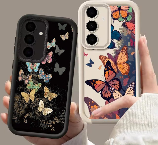 Weiche Schmetterling Handyhülle für Samsung Galaxy A56 A36 A16 A55 A54 5G A52 A14 A34 A15 A35 S21 FE S25 S22 S23 S24 Ultra Plus in Multicolour - Bild 1
