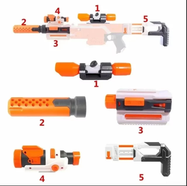 Nerf N-Strike Elite Series Spielzeugwaffen-Zubehör, Schalldämpfer, Schaftlampe, Taschenlampe, Soft Bullets, Kunststoff - Bild 1