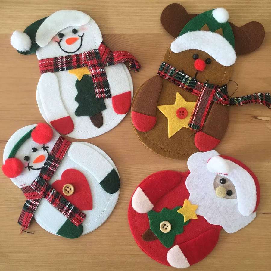 joy-enlife Weihnachts Bestecktaschen für Messer und Gabeln, Set mit 4 oder 8 Stück, Mehrfarbig - Bild 3
