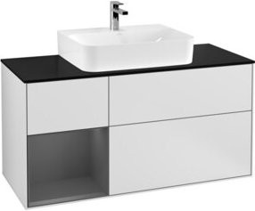 V&B Waschtischunterschrank Finion mit Wandbeleuchtung, Weiß lackiert, Breite: 120 cm, Tiefe: 50,1 cm, Höhe: 50,1 cm - Bild 1