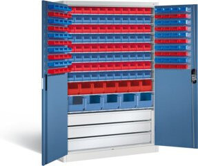 C+P Magazinschrank Acurado mit Scharniertüren in Fernblau und Lichtgrau, H x B x T: 195 x 120 x 50 cm - Bild 1