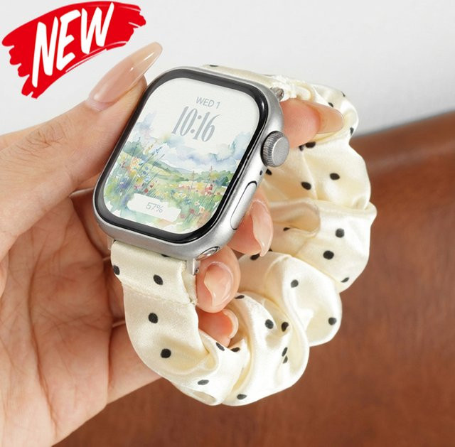 FancyWrist Uhrenarmband Milanaise, Polka-Dot-Muster, Weiß, Damen - Bild 1