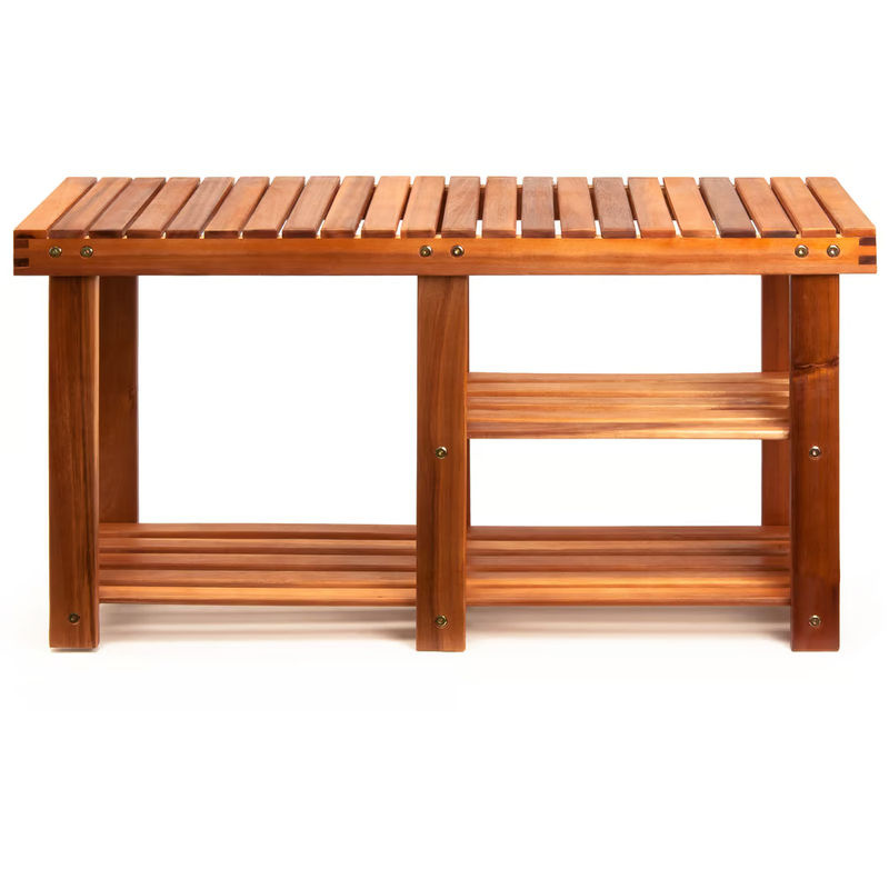 Casaria Schuhregal 2in1 aus Akazienholz in Braun, B/T/H: 87 x 30 x 45 cm - Bild 5