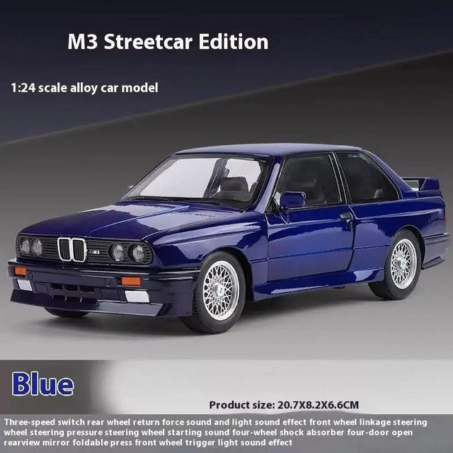Linyi toy car 1988 M3 E30 Sportwagen Modell, 1:24, Metall, mit Licht und Ton, ab 14 Jahren - Bild 1