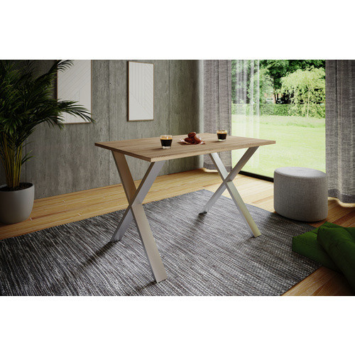 VCM Esstisch Xona X in Braun mit Holzstruktur-Nachbildung und Eisen-Gestell, B/T/H: 80 x 50 x 76 cm - Bild 2