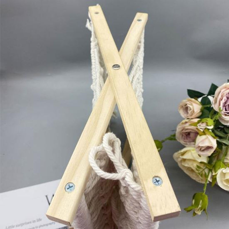 Amusedly Boho Zeitschriftenständer Freistehender Aufbewahrungskorb aus Holz und Textil in Weiß - Bild 4