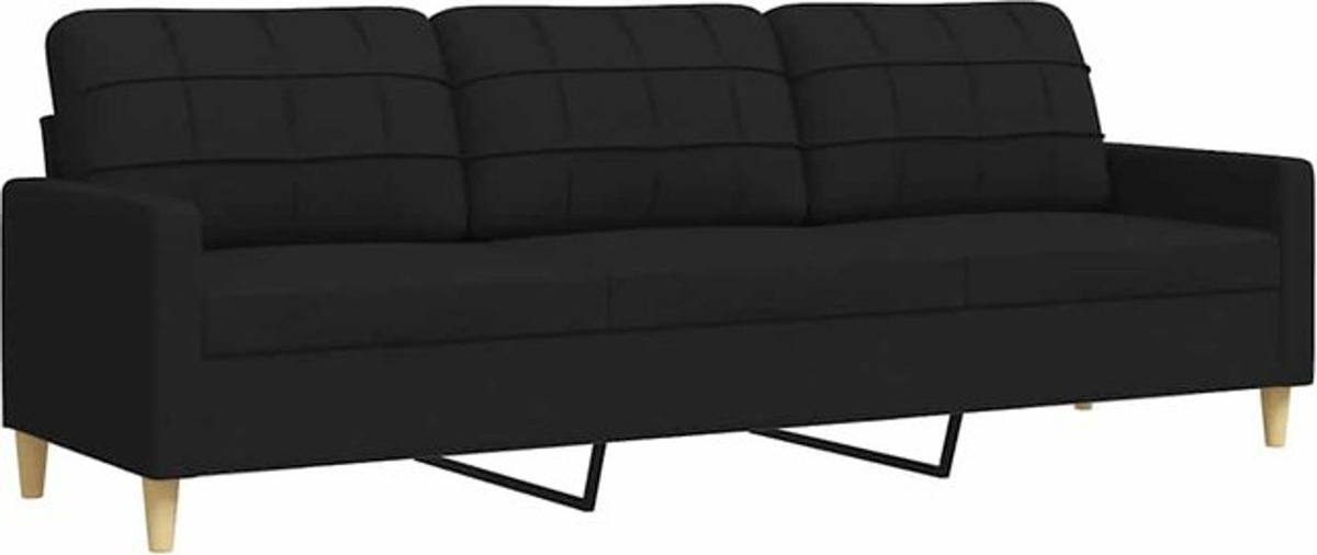 vidaxl 3-Sitzer-Sofa in Schwarz, modernes skandinavisches Design aus Stoff und Metall, Breite: 226 cm - Bild 1
