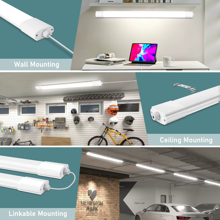 LEOEU LED-Deckenleuchte in Weiß, wasserdichte Röhrenleuchte IP65 für Badezimmer, 36 W, 3960 lm, 4000 K Neutralweiß, Länge: 120 cm, verbindbar - Bild 3