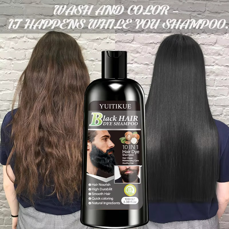 YUITIKUE Haarfärbeshampoo Schwarz, 100 ml, Unisex - Bild 4