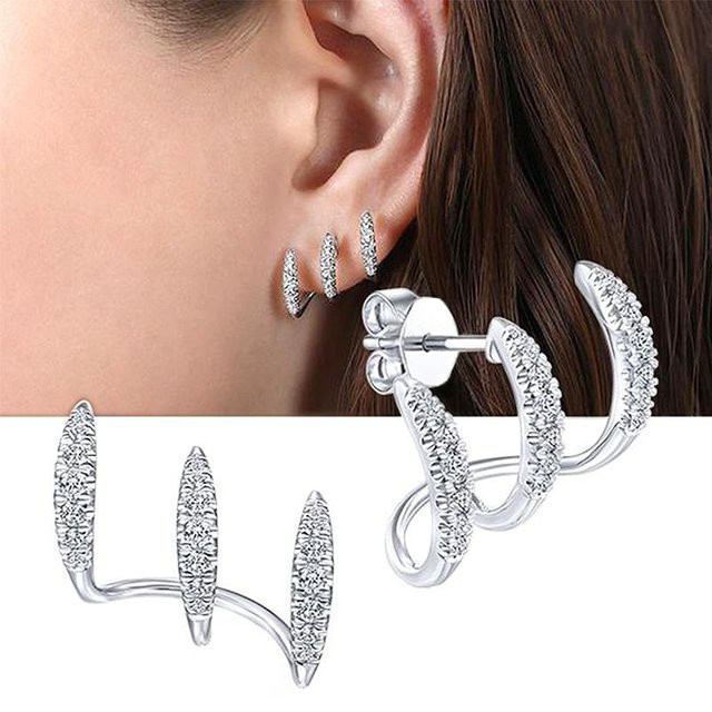 YIRAN Jewelry Ohrstecker, Kupfer, Weiß, Zirkonia, Damen - Bild 1