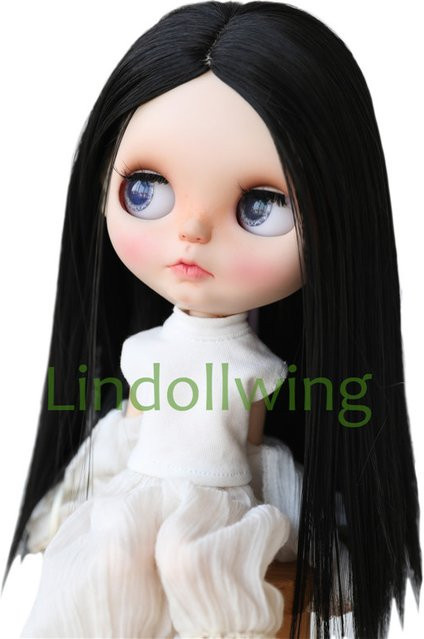 Lindollwing Blyth Perücke, langes glattes schwarzes Haar, 9-10 Zoll, Zubehör - Bild 1