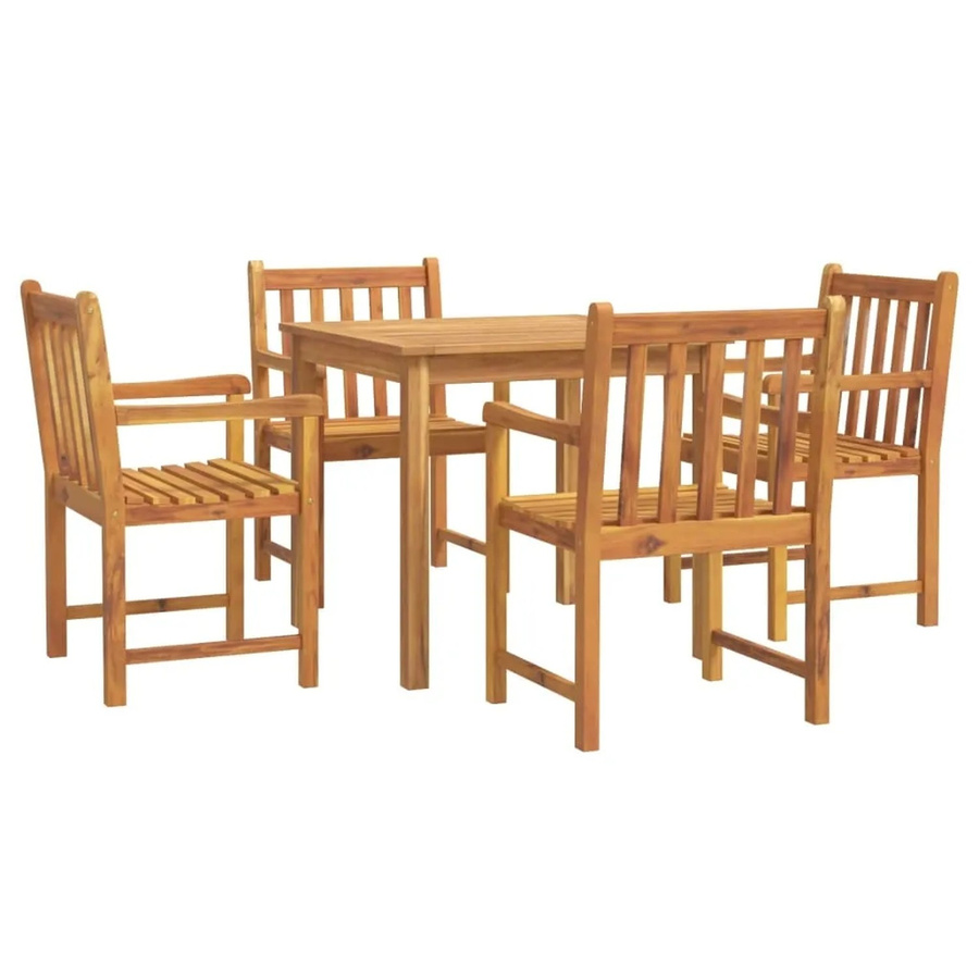 vidaXL 5-tlg Garten-Essgruppe aus Akazien-Massivholz Modell 58, Braun, B/T/H: 155 x 155 x 74 cm (Tisch) und 45 x 45 x 55 cm (Stühle) - Bild 2