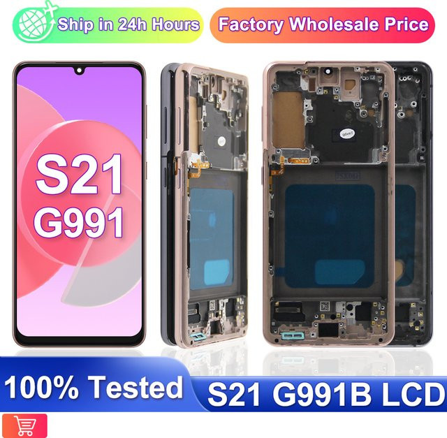 Samsung Galaxy S21 5G LCD Display Ersatz mit Rahmen in Schwarz für SM-G991B - Bild 1