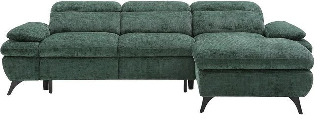 Vente-unique Schlafsofa Surdeli in Grün mit L-Form und Ausziehfunktion - Bild 1