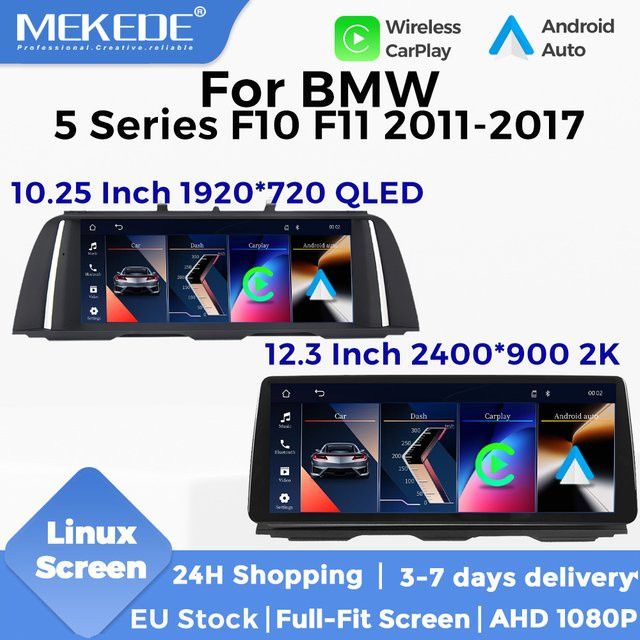 MEKEDE 2K Multimedia-Einheit für BMW 5er Serie F10 F11 (2011-2017) mit 12,3 Zoll Display, Wireless CarPlay, Android Auto und AHD 1080P Kameraeingang in Schwarz - Bild 1