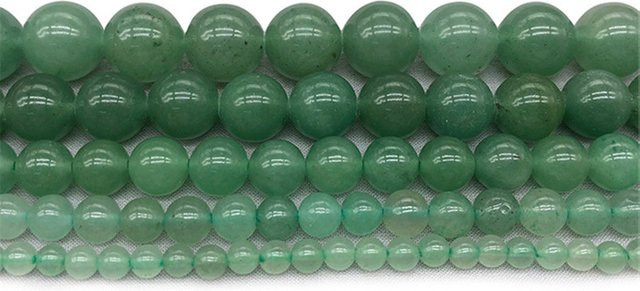 Perlen Naturstein, grüner Aventurin, rund, 38,1 cm, 4-12 mm - Bild 1