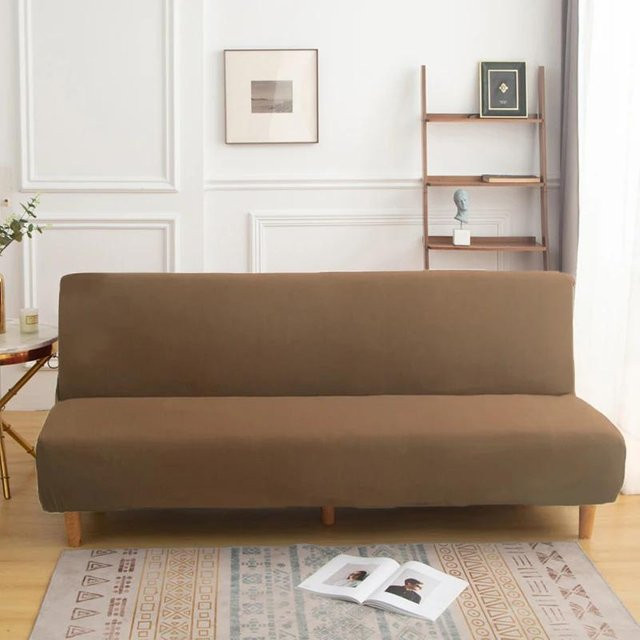 Stretch Futonbezug für armlose Sofas und faltbare Sofabetten, braun, Maschinenwaschbar, Breite: 185-210 cm - Bild 1