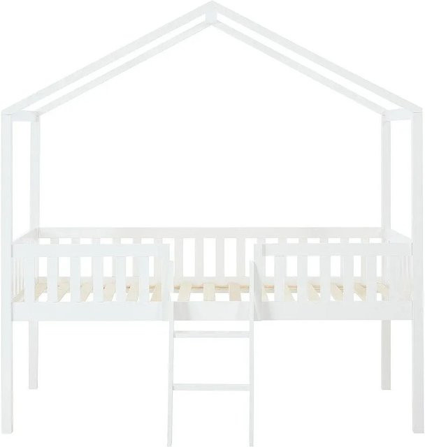 Vente-unique Hausbett Naleny für Kinder aus Kiefer massiv in Weiß, B/T/H: 90 x 190 x 120 cm - Bild 1